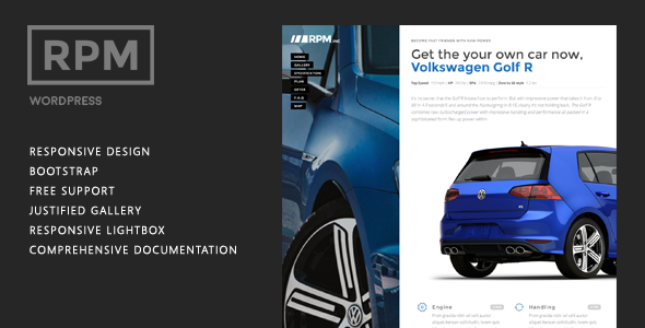 RPM - Automotive Car Dealership Business WordPress Landing Page - vecommerce