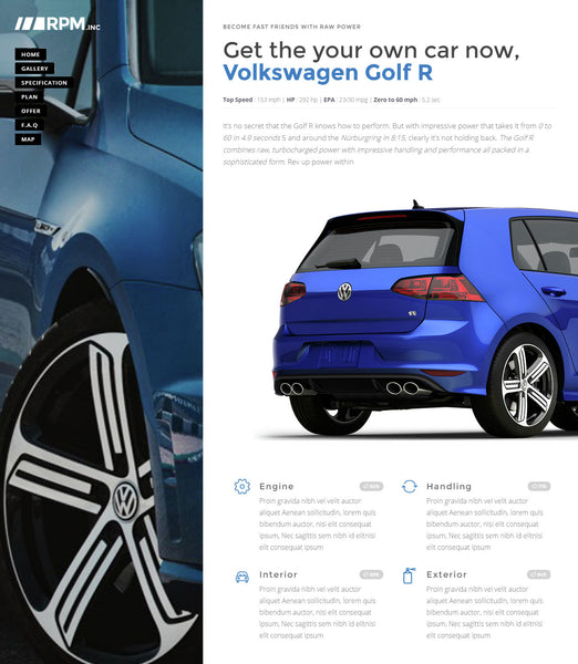 RPM - Automotive Car Dealership Business WordPress Landing Page - vecommerce